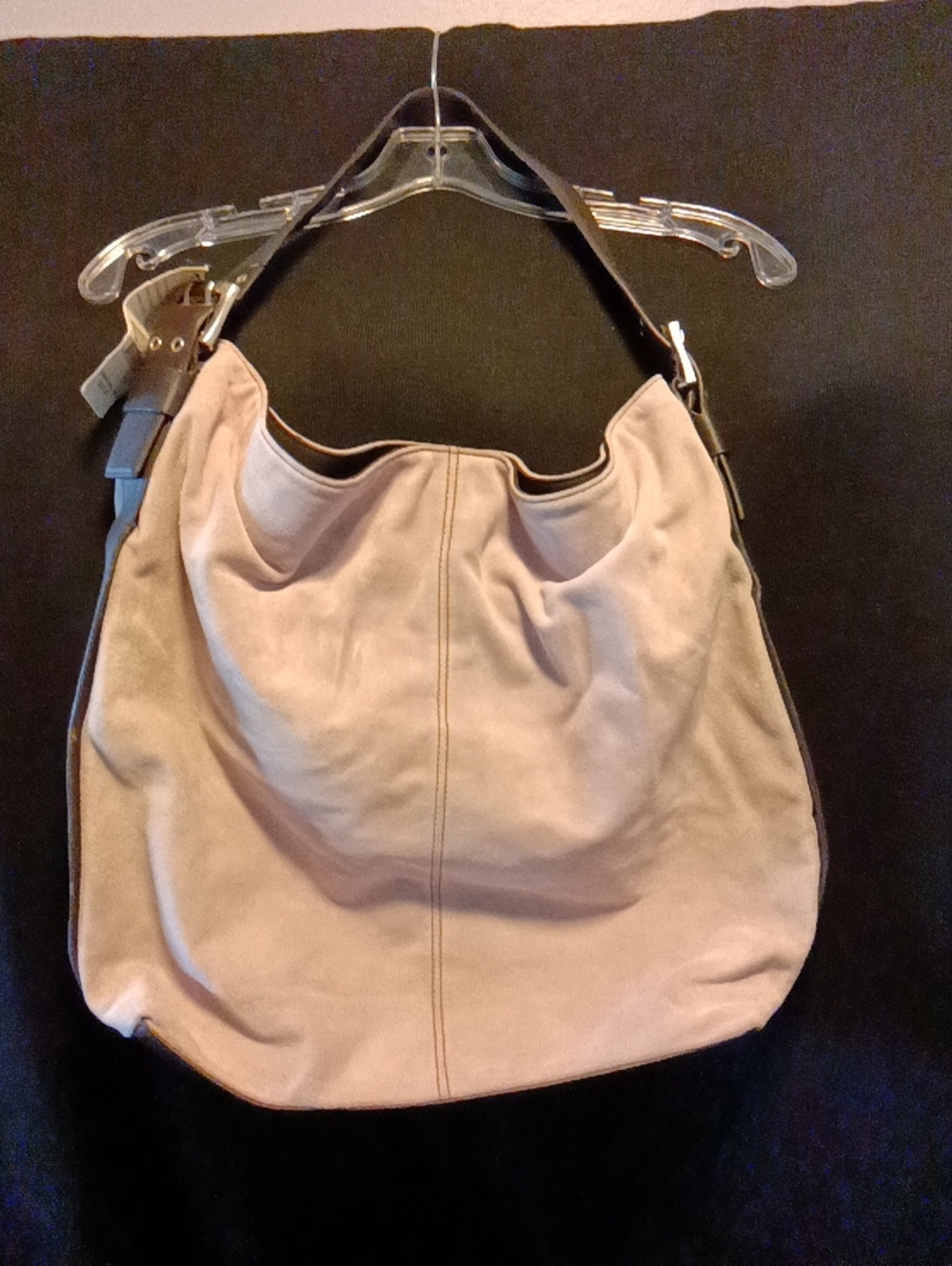 Donald J. Pliner Light Lavender/Brown Suede Hobo Shoulder Bag